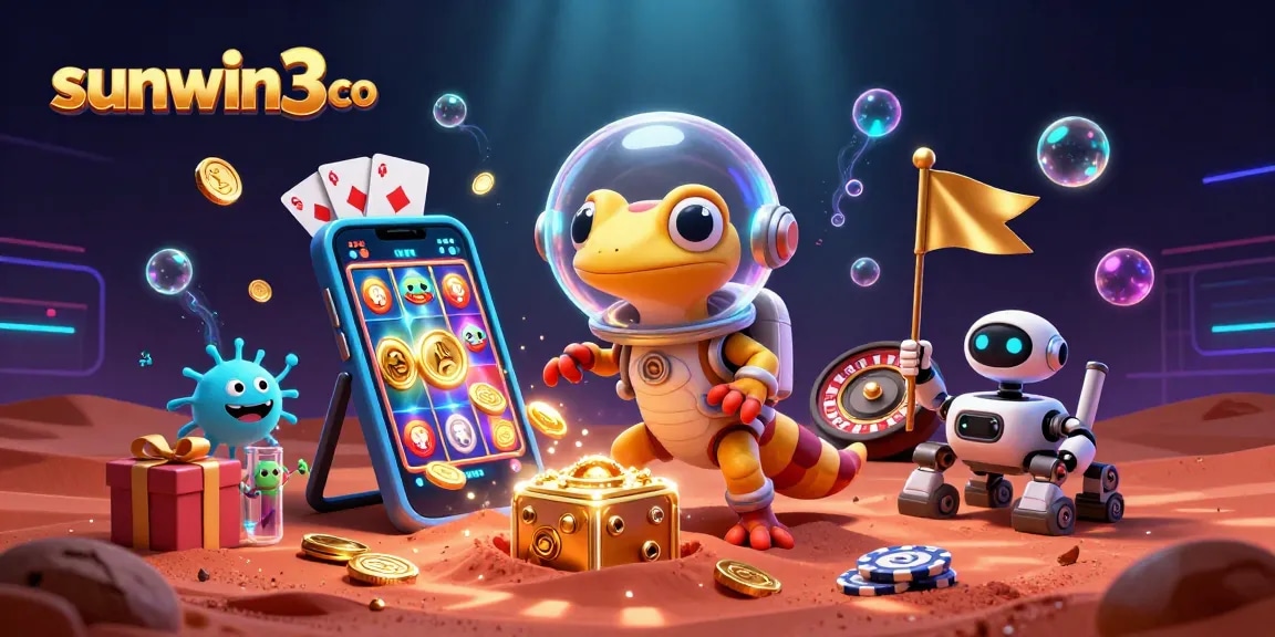 Experience excitement with sunwin3 co as a Martian gecko discovers a golden casino on Mars, celebrating with alien cheer.