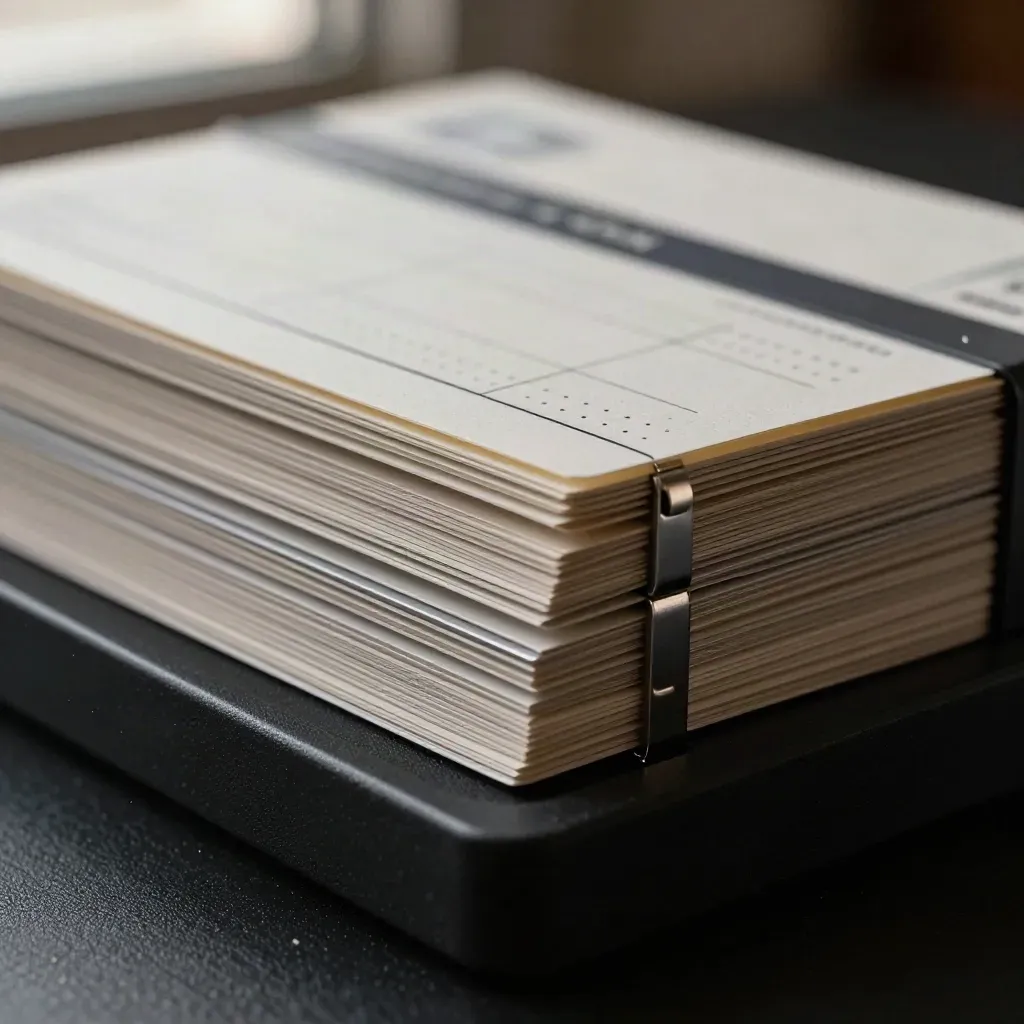 Macro CRM cards and separators aligning on a dark studio tray with silver highlights.